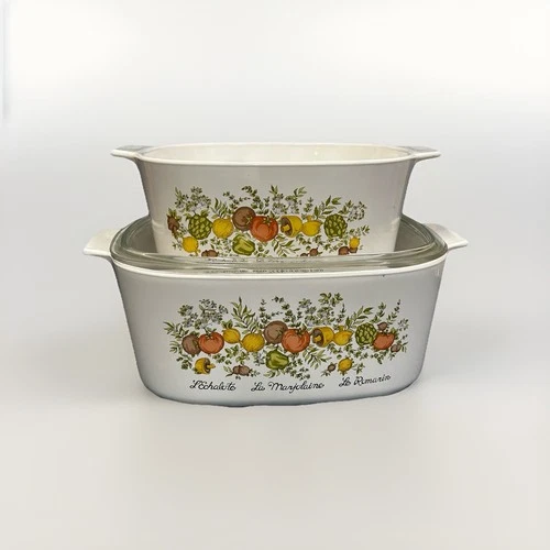 5 Qt & 3 Qt Vintage Corning Ware Spice of Life Casserole Dishes with Lid