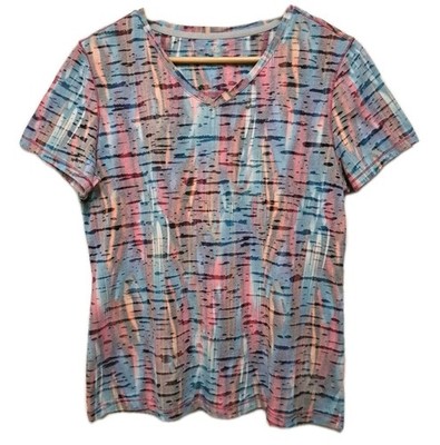 Reel Legends Burnout Shirt Top Womens Large L Performance Short Sleeve V-Neck