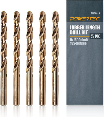 5/16'' Cobalt Drill Bits - 5 Pack - 4-1/2'' Length - M35 HSS Jobber Length Twist B