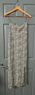 LCW Vision black & white ditsy floral slip midi dress L