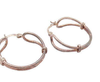 925 Sterling Silver  Vintage Tied Open Loop Fashion Hoop Earrings  EG12313