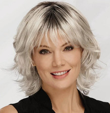 Hair New Fashion Women's Long Natural Brown Mix Gray Wig 14 In