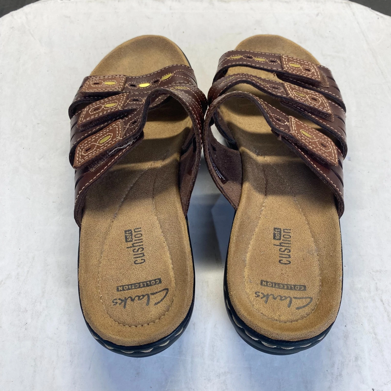 Clarks Collection Sandali Donna Pelle Marrone Slip On Taglia 6 5 M Comfort