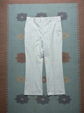 Vintage 70s men  s slacks dress pants plaid bootcut geometric hippie mod 37x29
