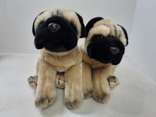 2 Animal Alley Pug Dogs Plush Puppy Tan Stuffed Animal Toys 9x12 Toys R Us 2000
