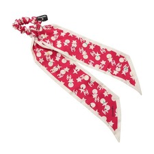 CHANEL CC Logo Star Dot Silk Scarf Scrunchie Red