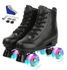 Leather Skates - Premium Adjustable Four-Wheel Roller Skates for Wo...