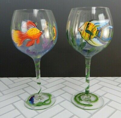 V-More® Hand Drawing Wine Glasses V-More Wine Glass Hand-Painted Fish and Aqua Plants Decorated with Colorful Rhinestones and Seashells for Gift Entertaining 20 oz Set of 1 V-More® Hand Drawing Wine Glasses V-More Wine Glass Hand-Painted Fish and Aqua Plants Decorated with Colorful Rhinestones and Seashells for Gift Entertaining 20 oz Set of 1