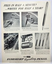 1937 Eversharp Repeating Pencil Vintage Print Ad Poster Man Cave Art Deco 30's