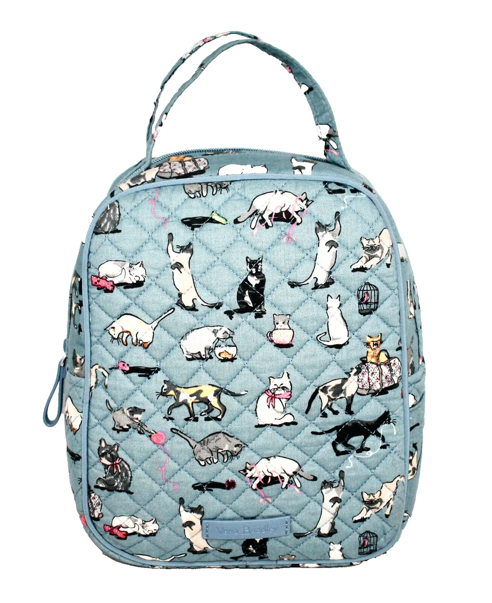 VERA BRADLEY Lunch Bunch Bag Plastic Lined in Cat s Meow Blue Multi 22599 P88