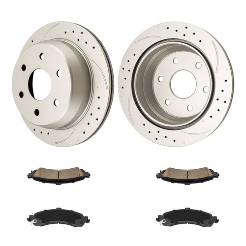 Rear Drilled Rotors & Brake Pads for GMC Sierra 1500 2003-2005 Yukon XL 1500 - Foto 9 di 12