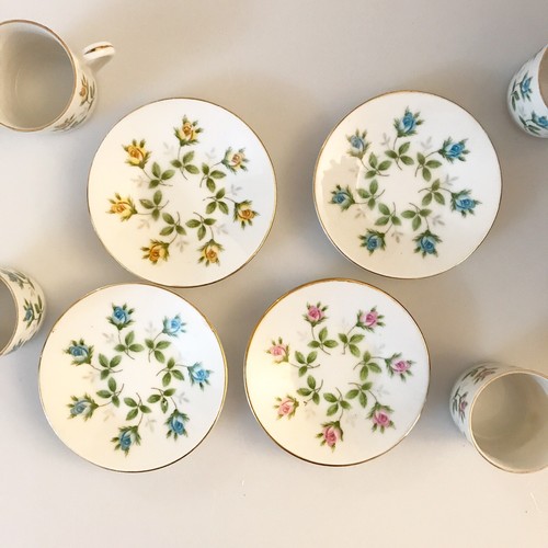 Vintage Floral Demitasse Cups & Saucers Marked MV 1856 On Bottom - Picture 3 of 7