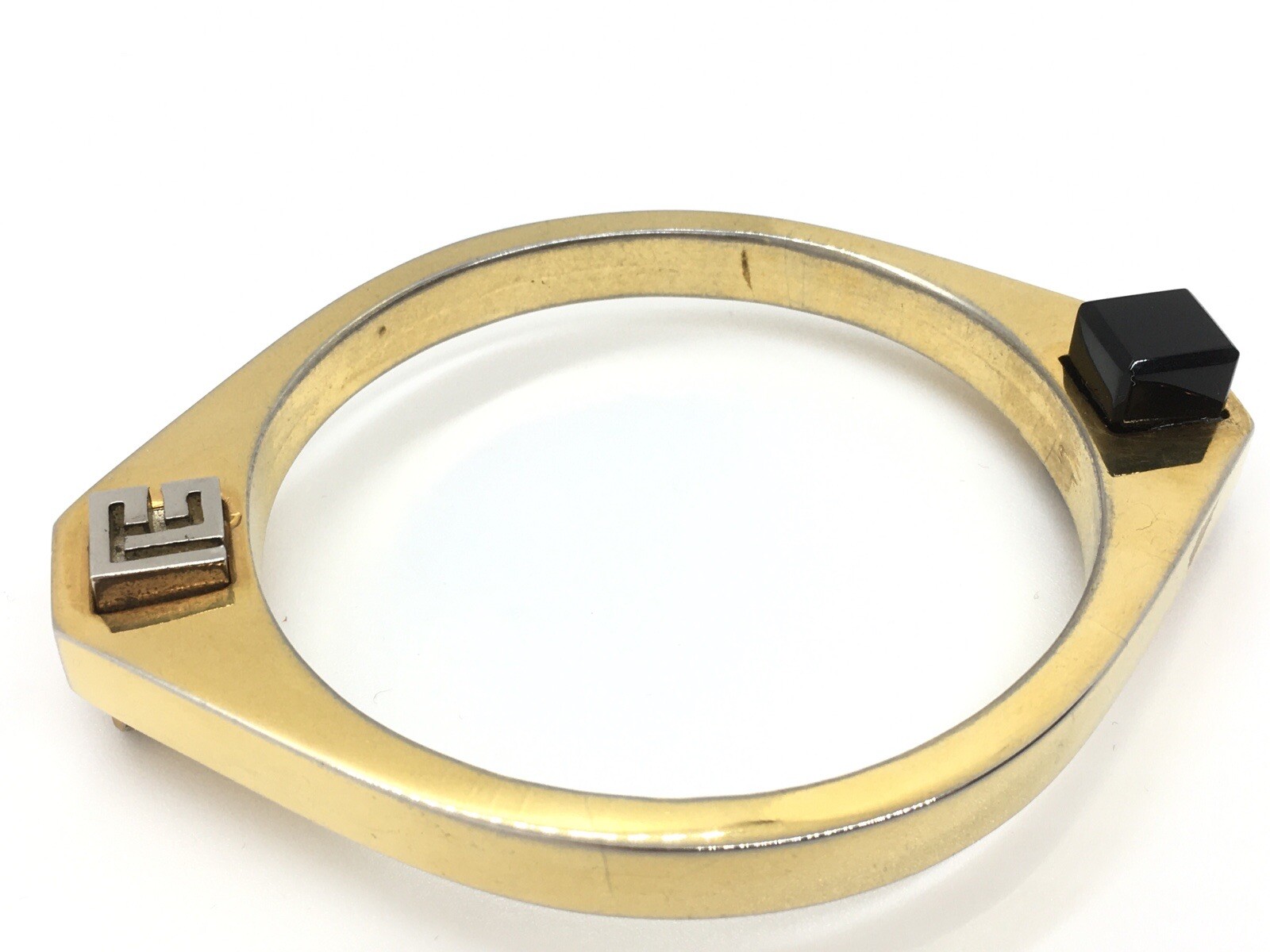 Rare Vintage Pierre Balmain Modernist Logo Lucite Jeweled Bangle Bracelet France image 2