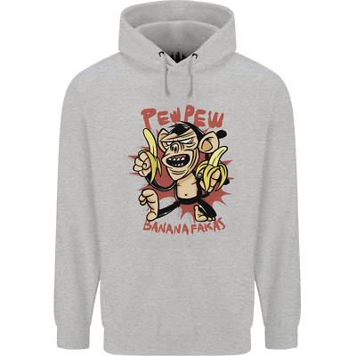 Pew Pew Bananafakas Bananas Monkey Mens 80% Cotton Hoodie