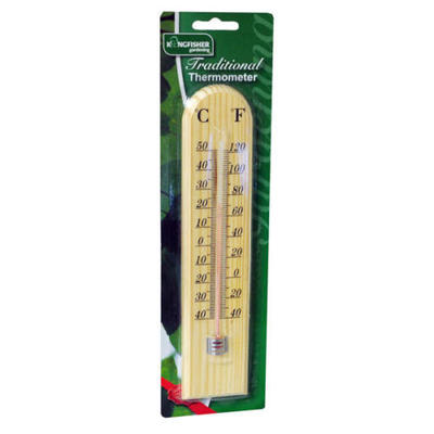 Nagelneues Gartenthermometer aus Holz / aus Echtholz Celcius / Farenheit 