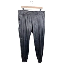Commando Black Faux Leather Joggers Four Way Stretch Pockets Women's Size XL