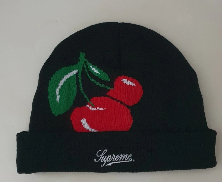 FW14 Supreme Cherry Beanie noir vintage cerises rare chapeau vintage 2014