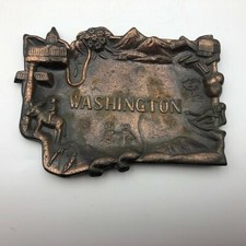 Washington Trinket Tray Ashtray? Catchall Travel Souvenir Vintage Copper Tone