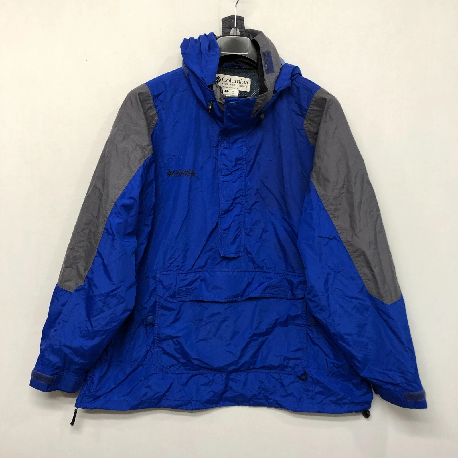 Columbia Men 1/4 Zip Hooded Windbreaker Jacket Size Extra Large Blue XL B289 -6