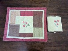 Pair VTG 100 Cotton PILLOW SHAMS w/"Quilted PATCHWORK - Mach Emb FLOWER", PREOWN