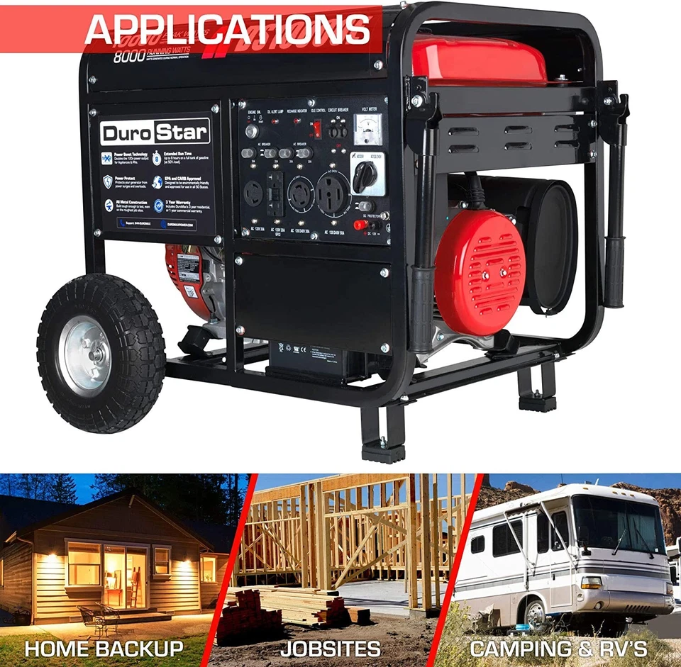 Casa rodante portátil Durostar de 10.000 vatios listo generador a gas con arranque eléctrico Foto 3 de 4