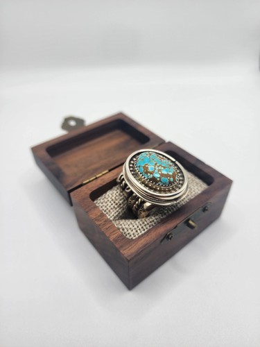 INDIANER STERLING MOUNTAIN TÜRKIS SCHWERER RING 7,5 Delbert Secatero - Bild 4 von 10