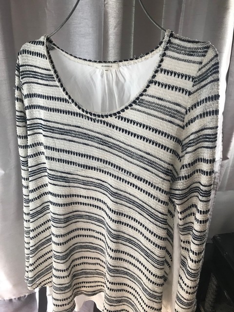 blue and white pullover