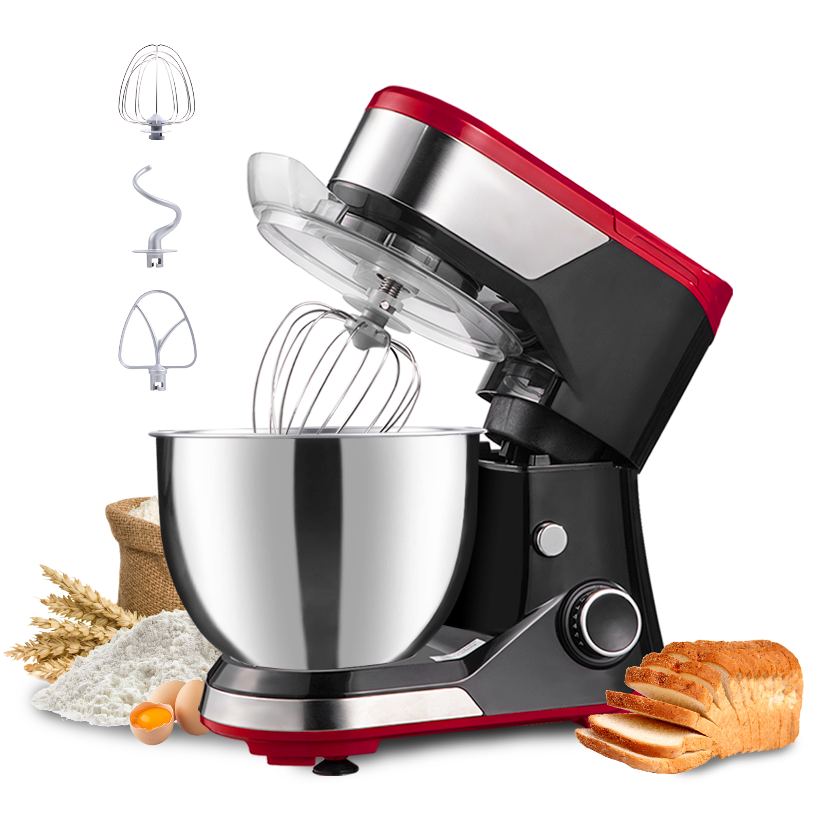 5.3QT Stainless Steel Stand Mixer with 12 Speed Settings-image