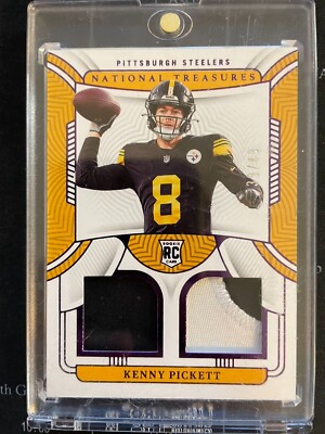 2022 National Treasures Kenny Pickett Rookie Dual Materials Jersey Patch RC /49