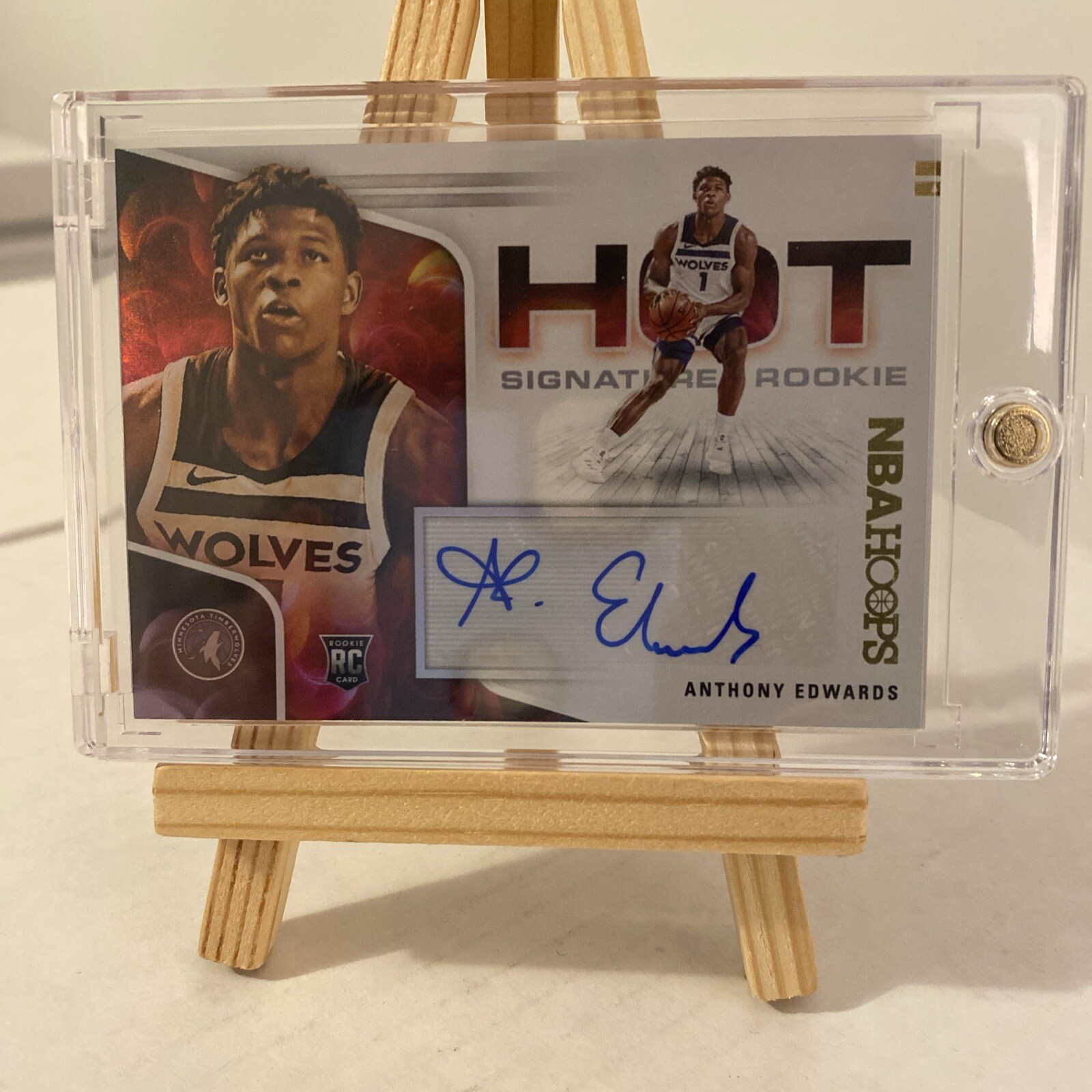 2020-21 NBA Hoops Hot Signatures Rookie Auto Anthony Edwards Minnesota #HR-AED