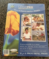 Ultra Pro 3 1/2 x 5 Photo Refill Pages 10 Pcs Holds 100 Pictures Archival Safe