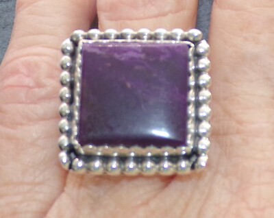 Toller JOAN SLIFKA Designs STERLINGSILBER lila STACHELIGE AUSTER 1'' quadratischer RING