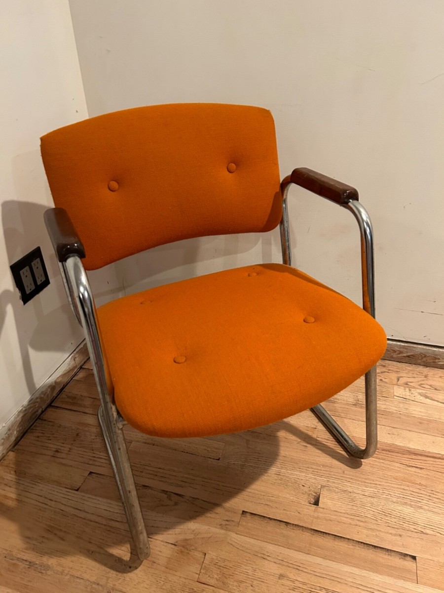 Vintage Chrome Cantilever Chair • United Chair Co Style Steelcase