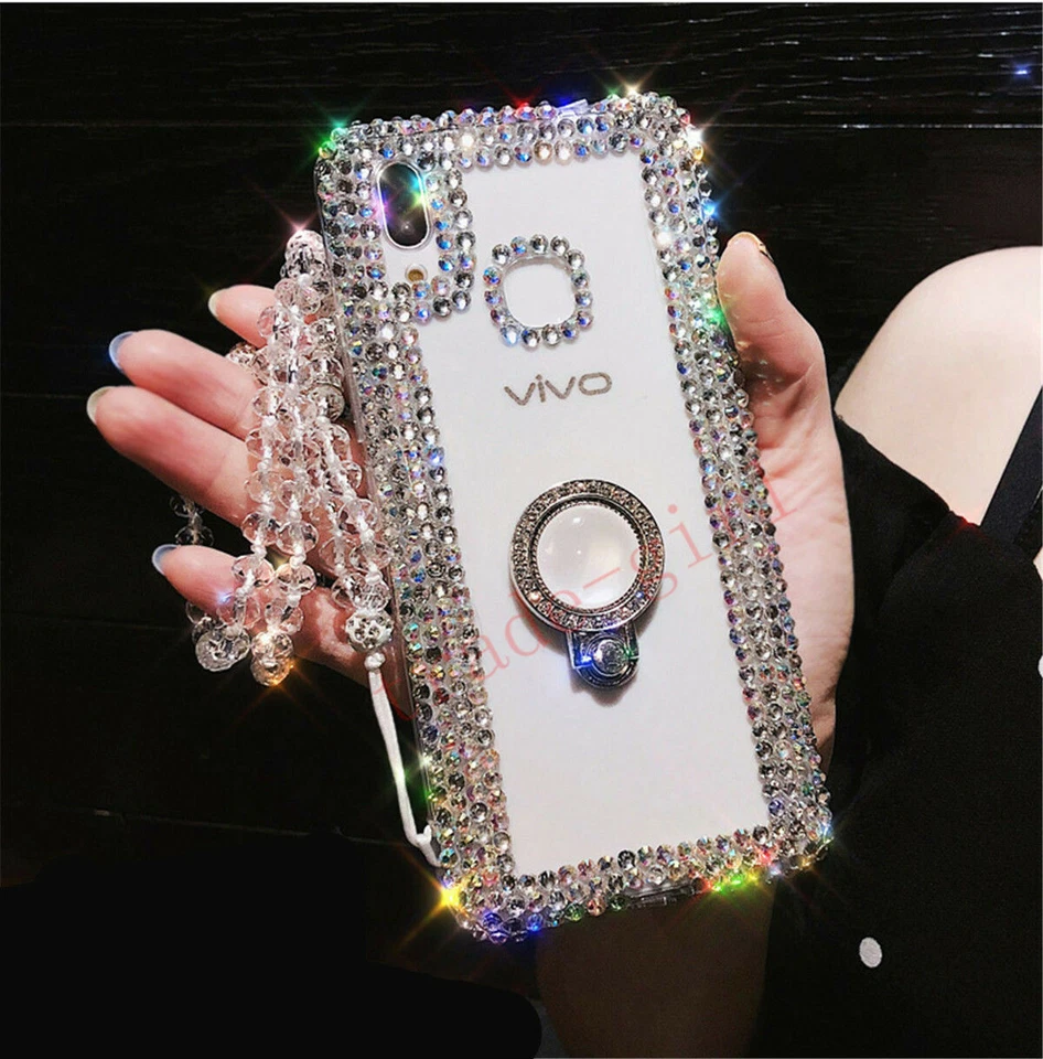 Luxury Bling Glitter Ring Stand Diamond Lanyard Case Crystal Clear Back Cover - Image 2 of 4