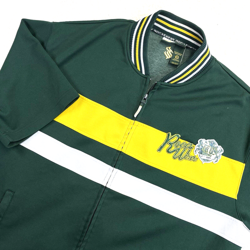 Rocawear Hip Hop Baggy Short Sleeve Track Jacket Zip Up 3XL Y2K Streetwear Green