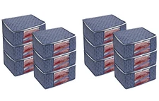Printed Saree Cover Set of 12 Non-Woven Cloth Storage/Wardrobe Organize NavyBlue