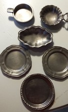 1x Zinnteil aussuchen Zinnschale Teller Punzen ASCHENBECHER Unters&auml;tzer
