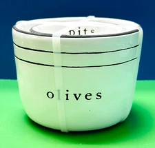 💕New Set of 2 Mud Pie Ceramic Olives and Pits Bowls Hand Painted