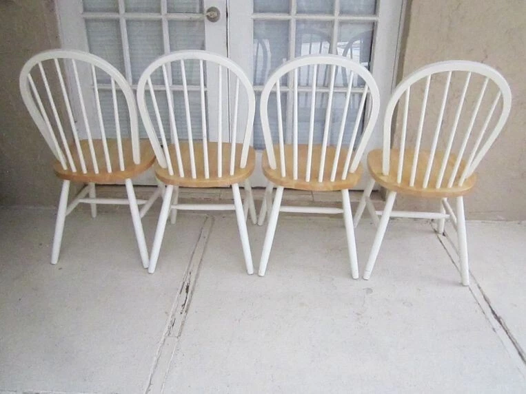 Комплект из 4 обеденных стульев из массива дерева с бантом и спинкой Windsor - Изображение 2 из 4