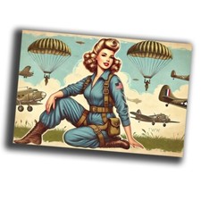 Airborne Paratroopers nice vintage woman retro WW2 Photo Glossy 4 6 in C46