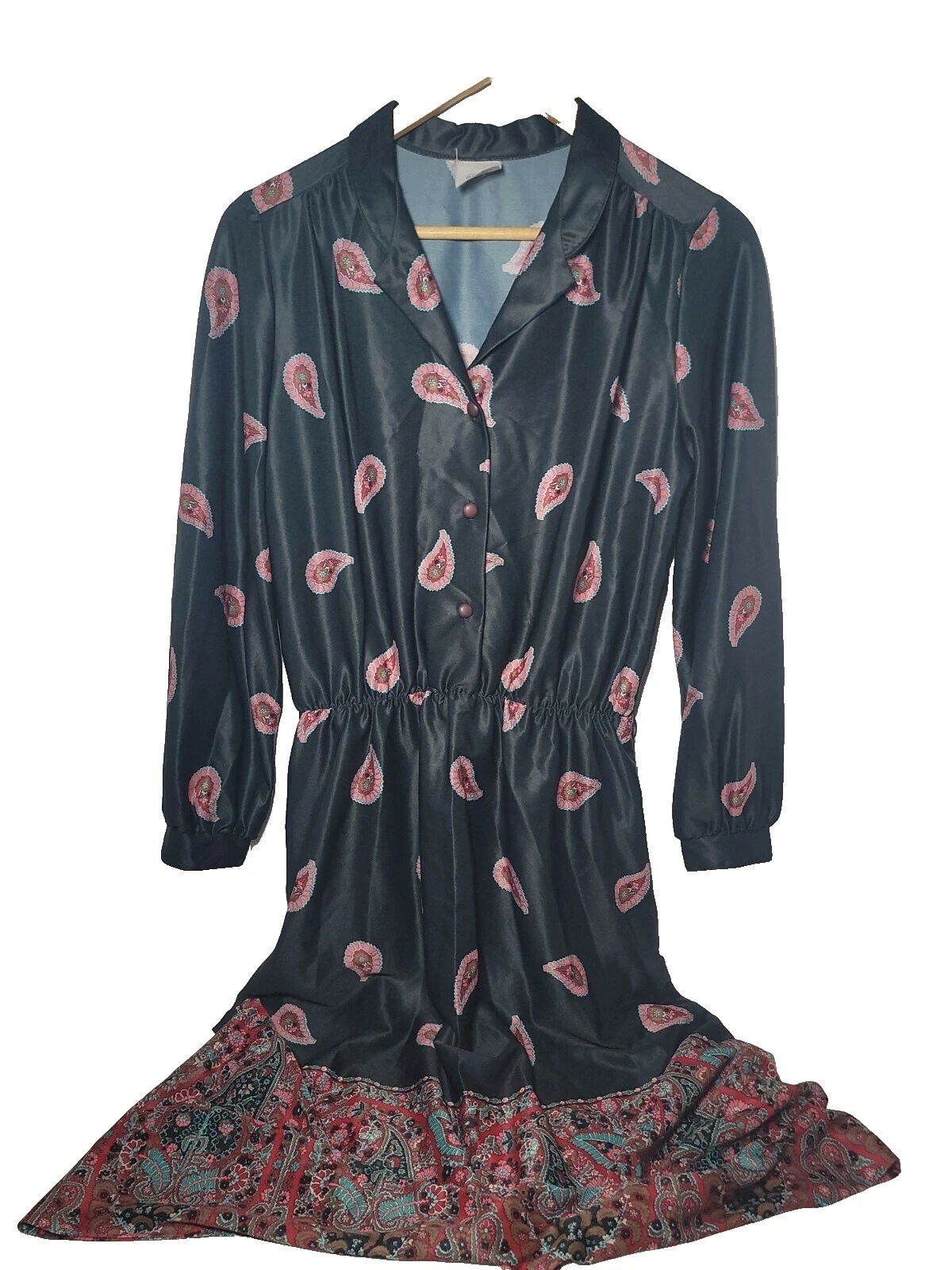 Vestidos Vintage Hippie Poliéster Negro para Mujeres