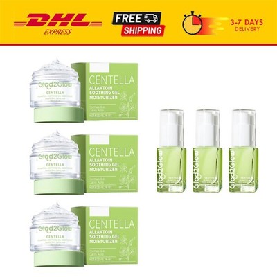 DHL EXPRESS 3X Glad2Glow Centella Allantoin Gel 55 g. + 3X Centella Serum 17 ml.