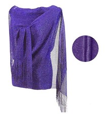Festival Metallic Purple Shimmering Party Scarf Bridal Wrap Wedding Fanc Violet