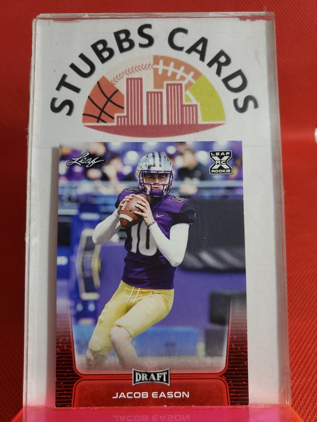 2020 Leaf Draft Football Jacob Eason Washington Huskies Red Parallel RC #12!