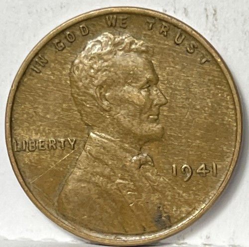 1941 Lincoln Wheat Cent Woody Wood Grain Improper Alloy Mix Error Unique Coin - Picture 3 of 4