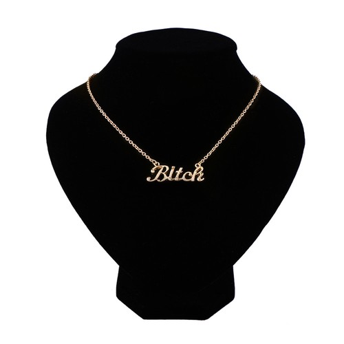 BITCH NECKLACE Pendant Charm Gold or Silver Tone Chain HIP HOP Fashion - Picture 2 of 5