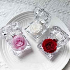 Preserved Forever Rose in Mini Clear Ring Box Eternal Flower Rose Gift for Women