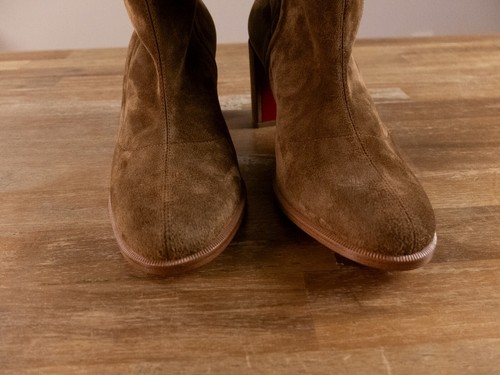 CHRISTIAN LOUBOUTIN Stretchadoxa tobacco brown suede over the knee boots 8 38 - Picture 5 of 14