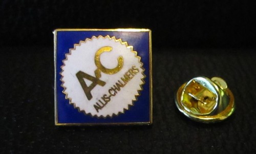AC Allis Chalmers Trademark Logo Hat Lapel Pin Blue & White Enamel & Brass - Picture 2 of 3