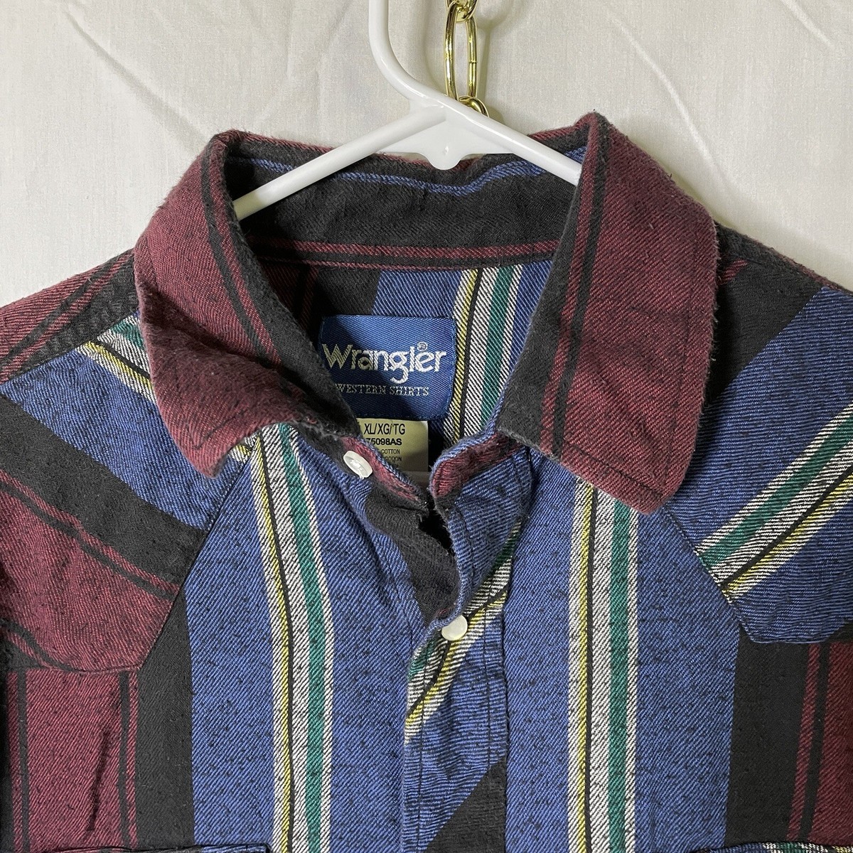 Vintage 1990s Wrangler Pearl Snap Western Shirt Rodeo Work Cowboy